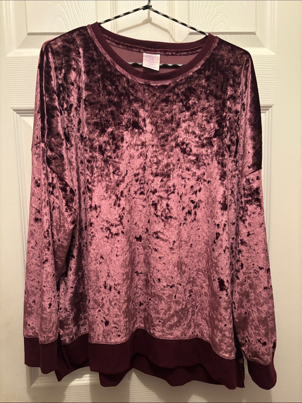 Secret Treasures Crushed Velvet Long Sleeve Top - Rose
